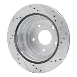 Chevrolet S10 Brake Rotor (1) - Rear Left - R1 Concepts - Drilled & Slotted - Silver - `97-`05